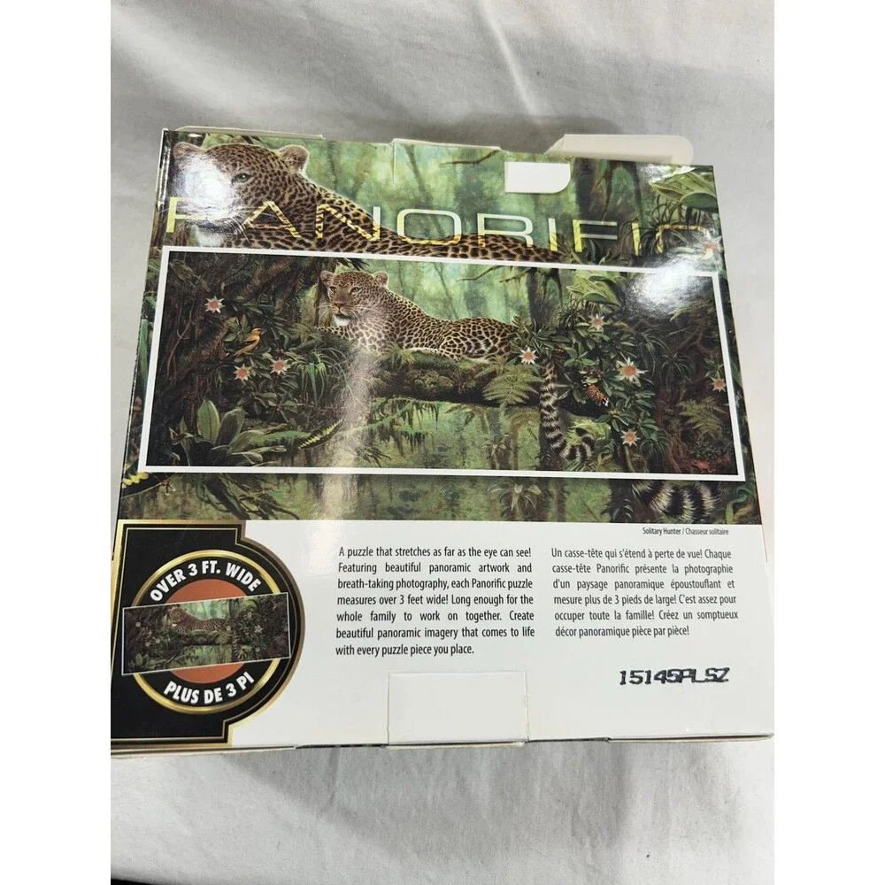 Vintage Sure-Lox Leopard in the Jungle 1000 Pc Panorific 3 Ft Jigsaw Puzzle